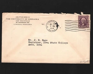 OPC 1938 Lincoln Neb University of Nebraska Perfin UN U43 47196 - Bild 1 von 2