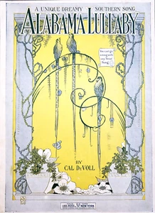 Sheet Music Alabama Lullaby 1919 Cal DeVoll Art Nouveau Deco Birds Small Format - Picture 1 of 5