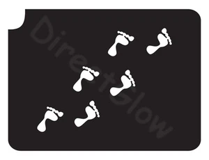 Plantilla de tatuaje de maquillaje brillante arte corporal Foot Prints 1004 2,75"" x 3,75"" - paquete de 5 - Imagen 1 de 1