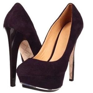 L.A.M.B. Gwen Stefani NWOB Dolores Purple Suede 6" Heel Platform Pumps Size 8.5 - Picture 1 of 11