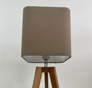 Lampenschirm taupe braun strukturiert 100% Leinen abgerundet eckig Lampenschirm - Bild 1 von 10