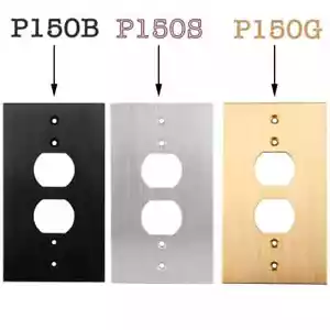 AC Power Duple Receptacles Wall Outlet Cover Aluminum Panel Plate P150S/G/B - Picture 1 of 16