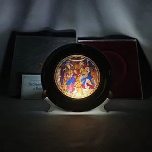 US Historical Society Jefferson Pewter Stained Glass  1983 Christmas Plate W/Box - Picture 1 of 7