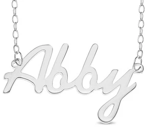 Abby Name Plate Necklace Pendent Sterling Silver female Personalized Custom gift - Picture 1 of 4