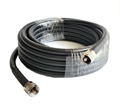25' ft RF Coaxial Cable Assembly Jumper Double Shielded RG213 UHF Male PL259 - Image 1 of 2