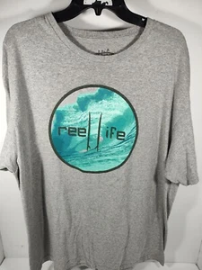 Reel Life Surf Wave Gray Graphic T-Shirt Men's Size XL Shirt - Picture 1 of 9