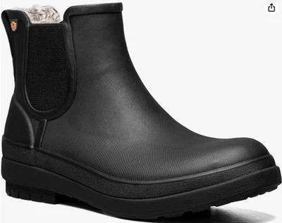 BOGS Mujer Amanda Plush II Chelsea Cuero Bota Impermeable Negra Talla 12 EE. UU. Foto 1 de 4