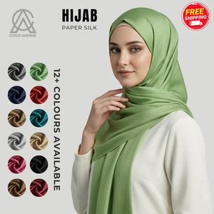 Womens Paper Silk Hijab Satin Silk Head Scarf Long Muslim Head Cover Wrap Shawl - Picture 1 of 99