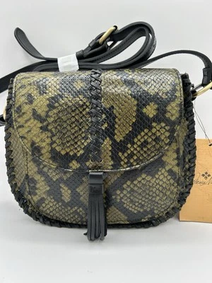 Alforja Patricia Nash Blyton Italiana Cuero Pitón Oliva NUEVA Original, $249 Nueva con Etiquetas  Foto 1 de 4