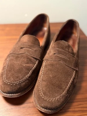 Mocasines Alden cosidos a mano UPL marrón oscuro gamuza talla 12 excelente estado Foto 1 de 4