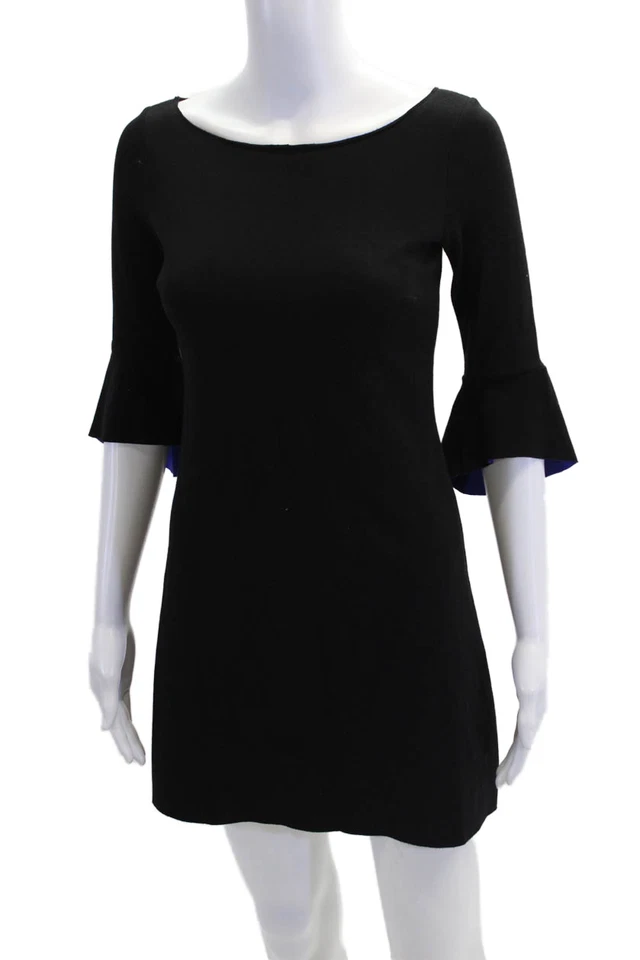 Bailey 44 Womens Long Sleeves A Line Dress Black Blue Size Extra Small - Image 1 of 4