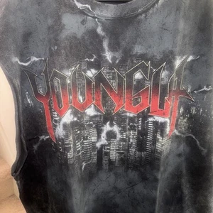 Young La Men's Black Cropped Top Graphic T Sleeveless Shirt Sz 3XL - Picture 1 of 7