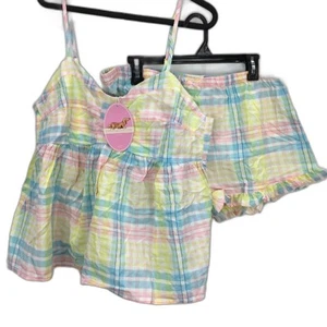Peter Alexander Pretty Check Pastel Multi Cotton Cami Pyjama Set Ladies Size ... - Picture 1 of 5