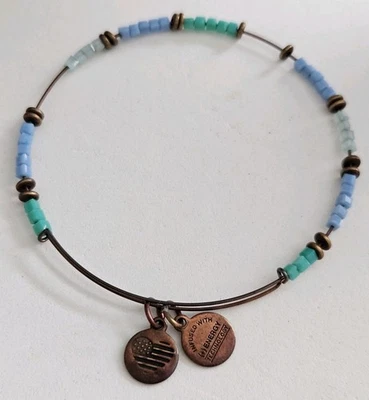 PULSERA Alex and Ani Coppertone Cuentas Azul Marino Verde Foto 1 de 2