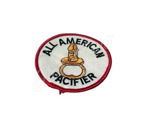 Vintage 70’s Embroidered Round Patch American Pacifier New Old Stock Sex Hippie - Picture 1 of 3