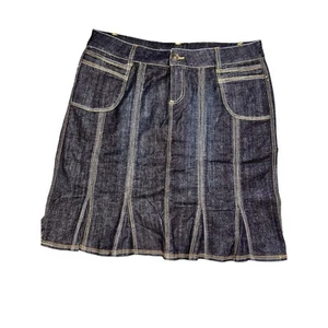 Boom Boom Jeans Tailored Denim Skirt Womens XL Dark Wash Vintage Y2K - Picture 1 of 8