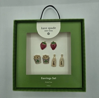 Kate Spade new york  x Target Mixed Novelty Stud Earrings 3pk, Strawberry, Champ - Image 1 of 2