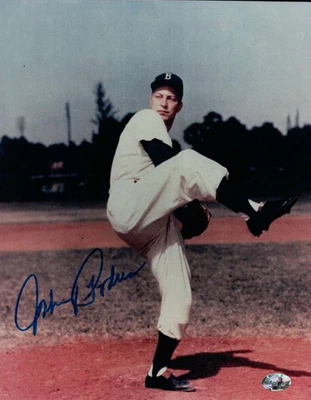 Johnny Podres Signed 8X10 Photo Autograph Dodgers Pose One Leg Thick Auto COA - Image 1 of 2