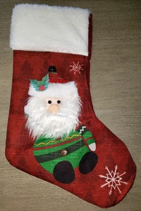 20 ZOLL NEU ROT WEIHNACHTSSTRUMPF 3-D SANTA JINGLEBELL MÜTZE JUNGEN MÄDCHEN HERREN DAMEN - Bild 1 von 1