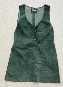 Mini abito donna Reformation Joni verde scamosciato stringato senza maniche! Taglia M - Foto 1 di 8