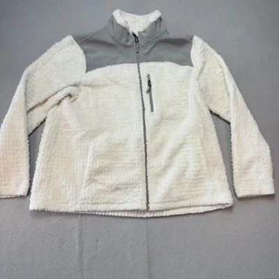 Made For Life Women's Faux-Fur Full-Zip Jacket Cream Sherpa Style XL Winter Coat - Image 1 of 4