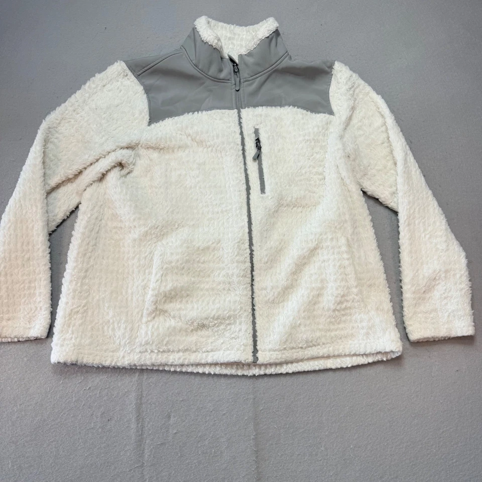 Made For Life Women's Faux-Fur Full-Zip Jacket Cream Sherpa Style XL Winter Coat - Image 1 of 4