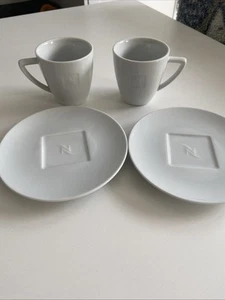 Nespresso White Porcelain Coffee Cup & Saucer X2 - Picture 1 of 9