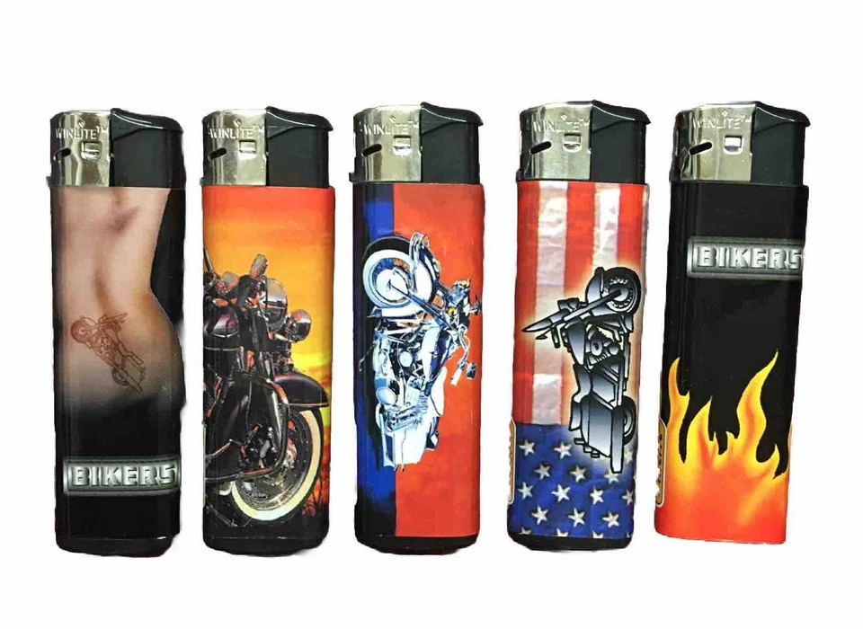 Winlite  Electronic Refillable Lighters Bikers 5 Pack - Image 1 of 1
