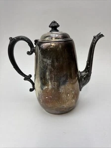 Piatto vintage in argento W.M. Rogers Teiera Con Coperchio Cerniera Patina Rustica - Foto 1 di 7