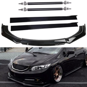 Front Bumper Spoiler Splitter For 9th Honda Civic Side Skirt /Strut Rods G - Picture 1 of 16