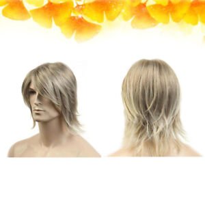  Men's Wig Side Fringe Short Hair Net Wig Set High Temperature Wire Wig Decor