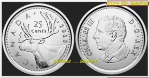KANADA 2023 CANADIAN CARIBOU QUARTER KING CHARLES III 25 CENT MÜNZE UNC - Bild 1 von 2