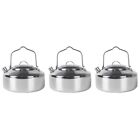  3 pièces accessoires de camping cuisine bouilloire à eau thé en acier inoxydable extérieur