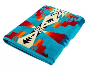 Pendleton Towel Blanket TUCSON Turquoise Oversized 102×178cm Cotton New - Picture 1 of 3