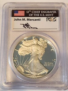 1986-S $1 SILVER EAGLE JOHN MERCANTI PR69 - Picture 1 of 2