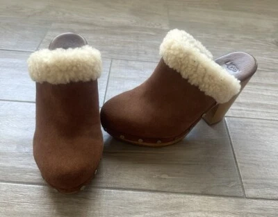 UGG Australia  Sz 7 Adele Clog Heel Women’s Brown Suede Sherpa - Image 1 of 4