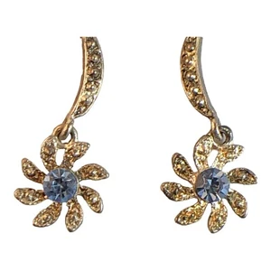 Crystal Blue Flower Earrings - Picture 1 of 3