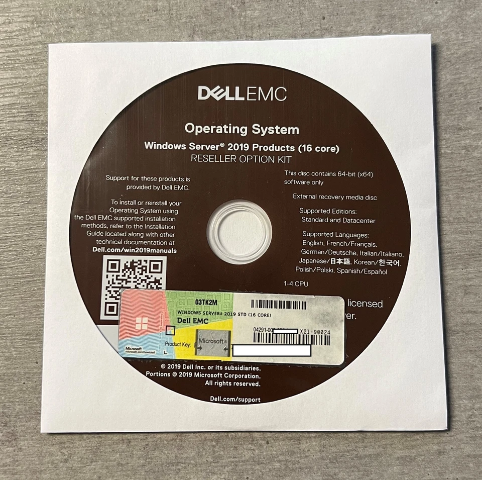 MS Windows Server 2019 Standard OEM Vollversion 16 Core für DELL Server - Bild 1 von 1