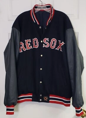 Chaqueta Universitaria Bombardero Reversible De Colección Boston Red Sox Diseño JH Lana Cuero XL Foto 1 de 4