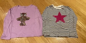 Lot Of 2 Gap Kids Girls Long Sleeve Sequin Shirts Size S, Owl & Star - Picture 1 of 6