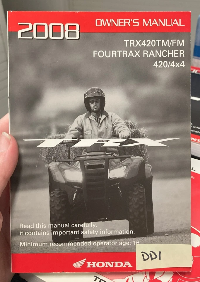 OEM HONDA 2008 TRX420TM / FM 4X4 FOURTRAX RANCHER AT/ OWNERS MANUAL - Image 1 of 1