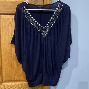 White House Black Market Sleeveless Top Navy 100% Modal Size S - Picture 1 of 4