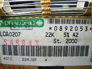 [100pcs] 22K 0.35W 5% Carbon Film Leaded Resistors Draloric LCA0207 - Picture 1 of 1