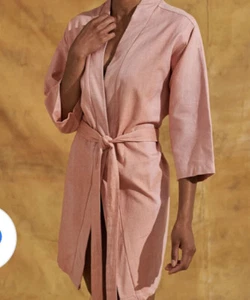 NEW $80 American Rhino Watamu Wrap Robe Cotton 3/4 sleeve Paprika Color womens M - Picture 1 of 6