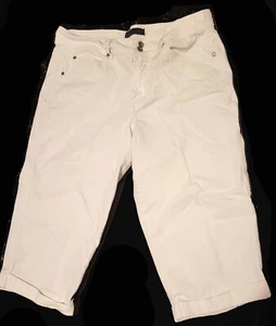 NINE WEST CAPRI JEANS WOMEN SIZE 14 WHITE SOLID COTTON - Picture 1 of 4