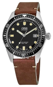 Oris Divers Sixty-Five Automatic Brown Leather Date Mens Watch 733 7720 4054-LS - Picture 1 of 1