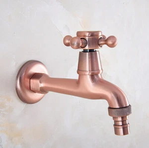 Antique Red Copper Wall Mount Washing Machine Faucet Mop Pool Sink Water Tap - Bild 1 von 6