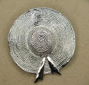 Michelle Lynn Dress Scarf Clip Silver Tone Textured Flirty Sun Hat Signed - Picture 1 of 4