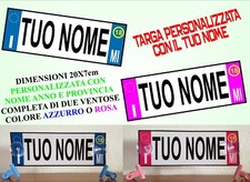 TARGA PERSONALIZZATA AUTO CARTELLO CON IL TUO NOME BIMBO BIMBA DEDICA TESTO