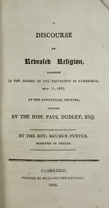 Früher amerikanischer Aufdruck Harvard Dudleian Vorlesungen Rev Puffer Cambridge MA 1808 - Bild 1 von 8